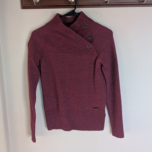 Smartwool 100% Merino Wool Mock Neck Sweater Size Medium Maroon - Picture 1 of 11
